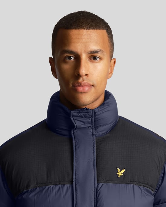 Lyle & Scott lang gewatteerd marineblauw pufferjack - Image 4