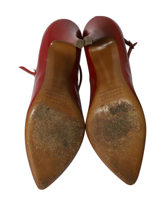 Maison Martin Margiela Puntneus met T-band in Rood Gepatineerd Leer - Image 5