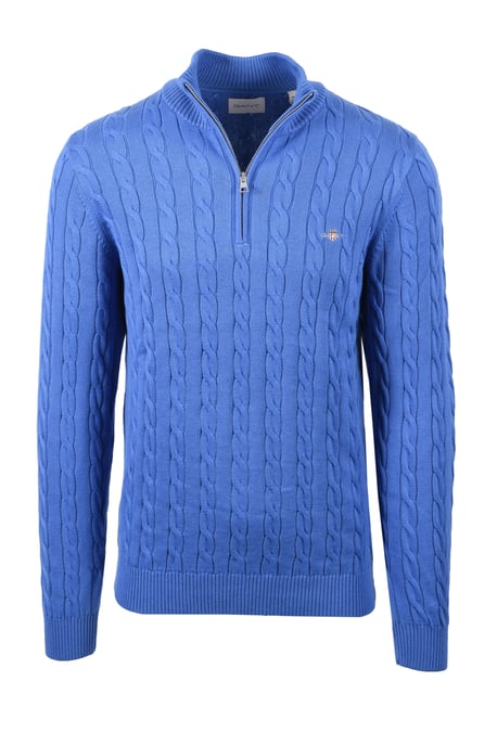 Gant Cotton Cable Half Zip Knitwear Rich Blue