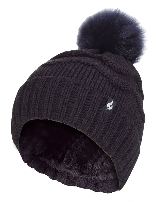 Heat Holders Dames Winter Bont Pom Pom Beanie Muts - Marine - Image 1