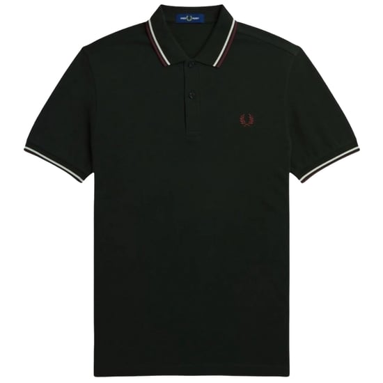 Fred Perry Red/White Twin Tipped Dark Green Polo Shirt