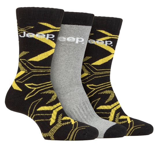Heren Wandelsokken | Jeep | Volledig Gevoerde Anti-Blaar Camouflage Sokken, Geweven Gerecycled Katoen Camo Sokken - Zwart / Geel - Image 1