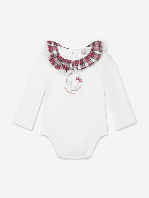 Monnalisa Baby Girls Bodysuit With Tulle Skirt in Ivory