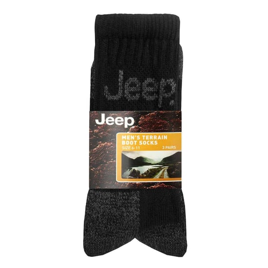 Heren 3 paar Jeep Cushion Sole Hiking werksokken - Zwart - Image 2