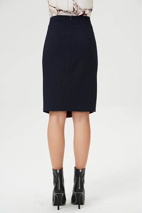 Asymmetrische kleurblokrok rok met knoopriem - Image 4