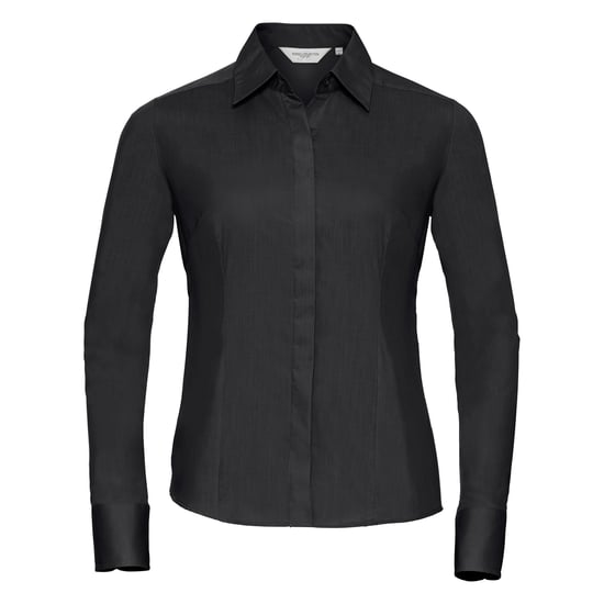 Russell Collectie Dames/Dames Lange Mouwen Poly-Katoen Gemakkelijk Onderhoud Gepaste Poplin Shirt (Zwart) - Image 1