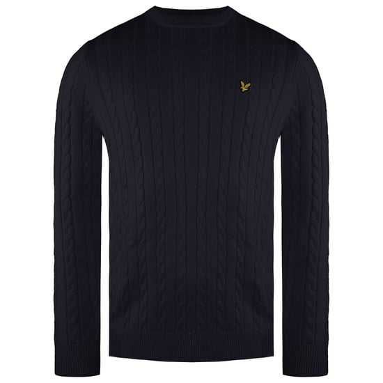 Lyle & Scott Long Sleeve Crew Marineblauwe Pima-katoenen kabeltrui voor heren KN1621V Z271 - Image 1