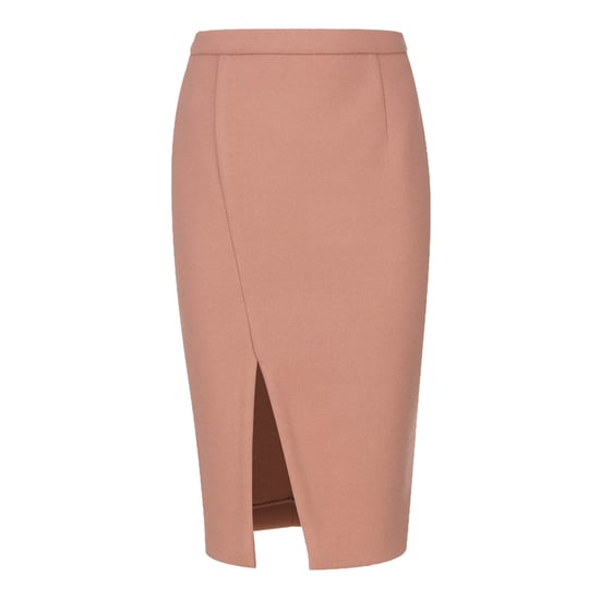 Salmon Colour Faux Mouflon Pencil Skirt