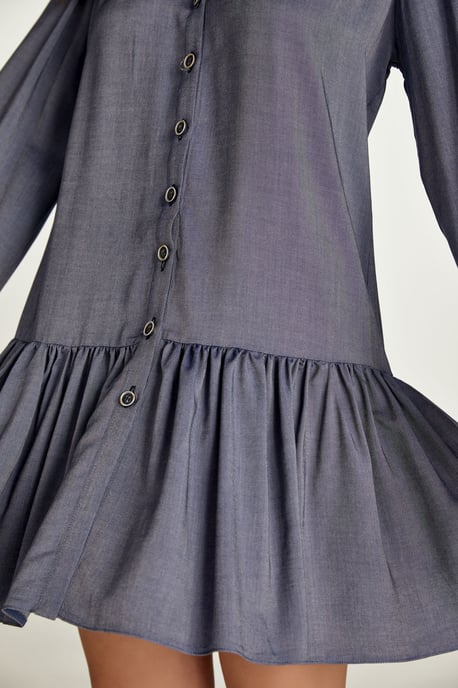 Blauwe denim stijl jurk met knopen - Image 3