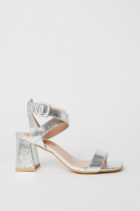 Faith: Emilie Covered Buckle High Block Heeled Sandals