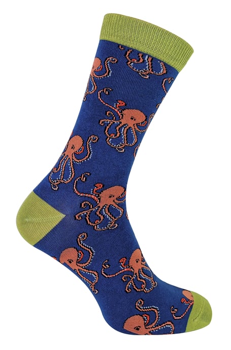 Mr Heron - Bamboesokken met dierendesign voor heren - Octopus (Marine) - Image 1