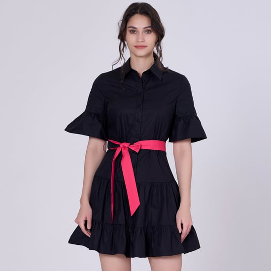 Skater cotton ruffle dress