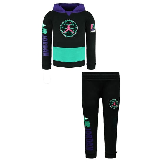 Nike Air Jordan Long Sleeve Pullover Stret Waist Black Kids Tracksuit DD2576 010