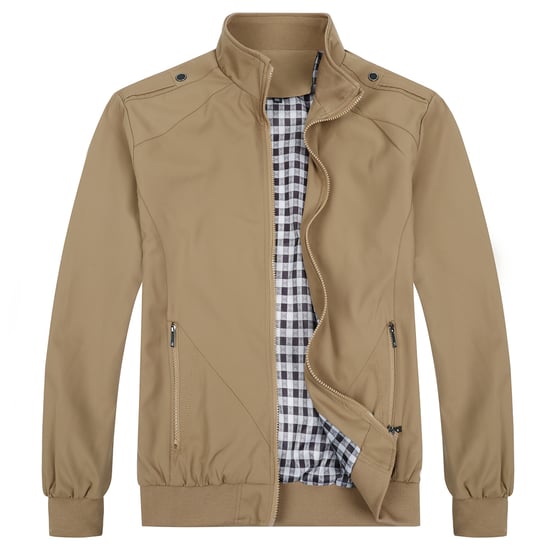Heren Bomberjack met opstaande kraag, overgangsjack voor de herfst, casual sportjack Khaki - Image 1