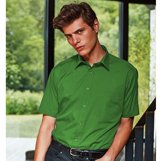 Premier Heren Korte Mouw Formele Poplin Gewoon Werk Shirt (Smaragd) - Image 2