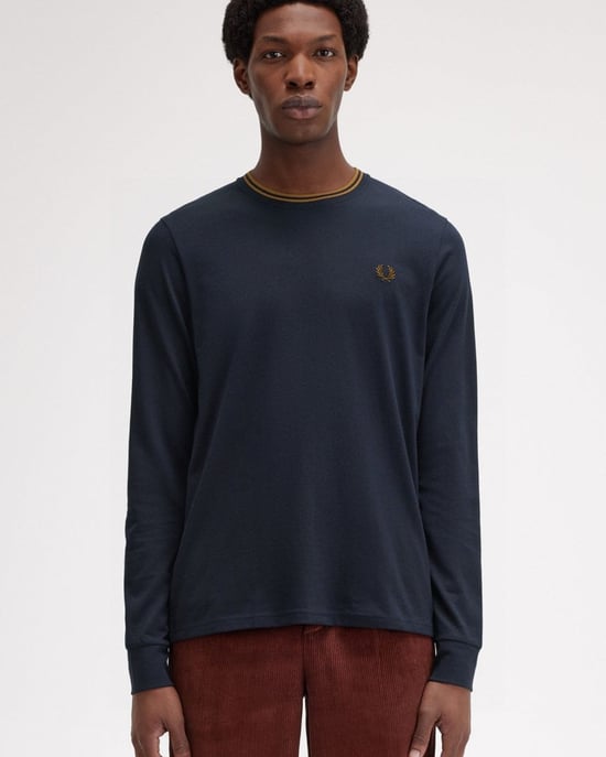 Fred Perry Heren Langsleeve Twin Tipped T-Shirt - Image 1