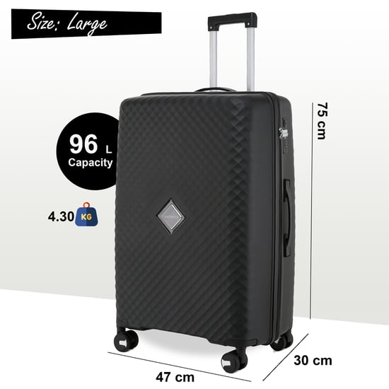 Dual 4 Wheel Robust Lightweight TSA Hard Shell Black Suitcase Luggage Travel Bags Set