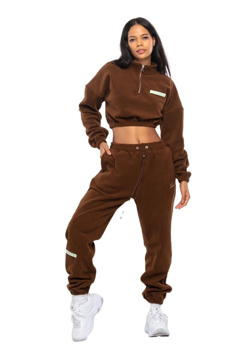 Tom Barron Ladies Casual Cropped Fleece Stylish Oversize Tracksuit