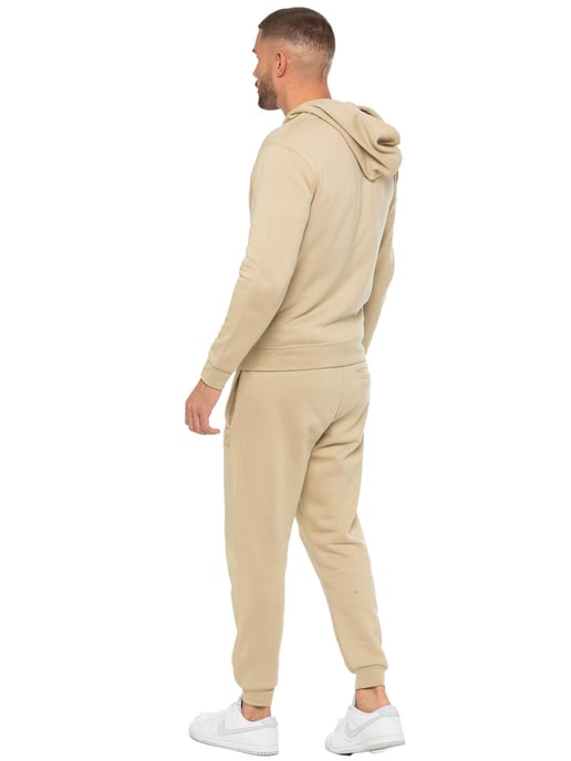 Enzo | Mens Zip Hoodie Tracksuit Set - Stone