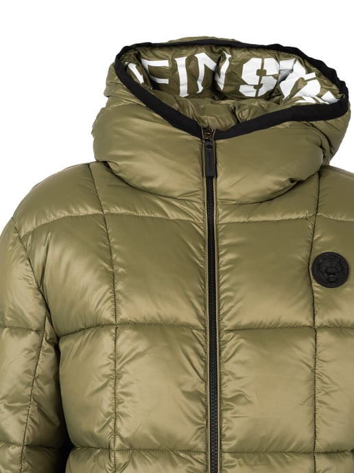 Plein Sport Small Circle Logo Quilted Green Jacket - Image 3