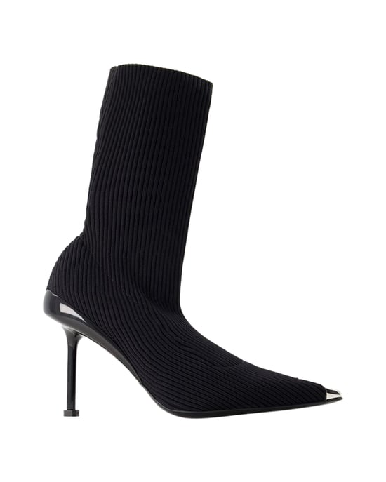 Puntige Enkellaarsjes - Alexander McQueen - Leer - Zwart - Image 1