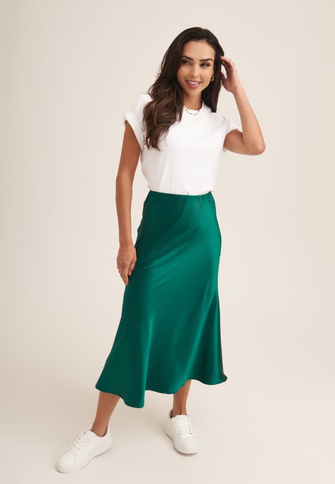 Satin Bias Cut Midi Skirt