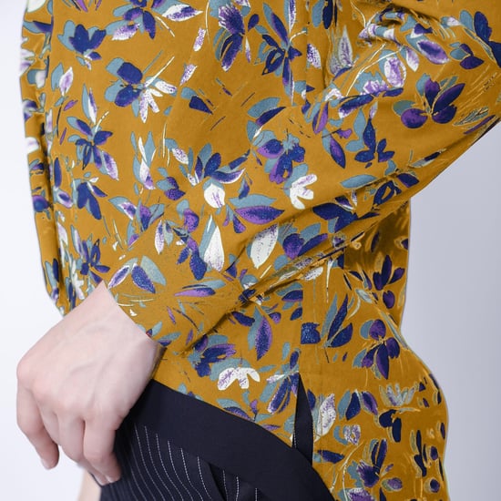 Satin Col-V Blouse en bladeren print - Image 4