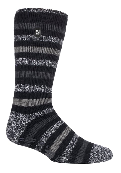 Heat Holders - Fleece pantoffelsokken met patroon voor heren - Zwart / Houtskool - Image 1