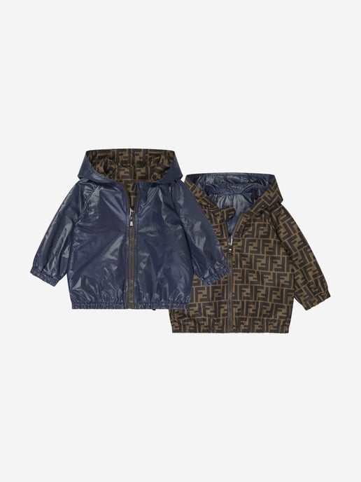 Fendi Baby Boys Reversible FF K-Way Jacket in Blue