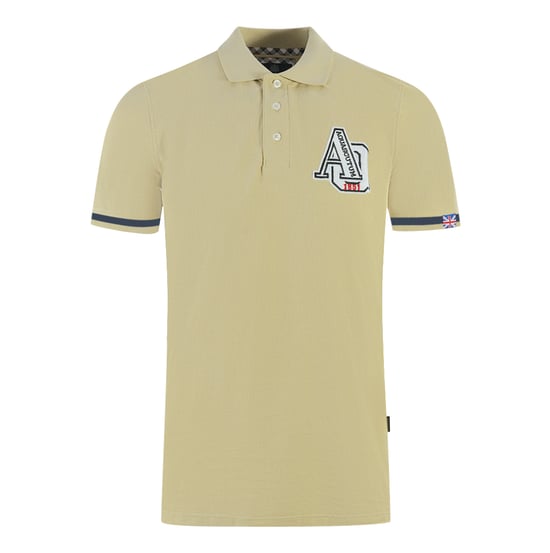Aquascutum AQ 1851 Embroidered Tipped Beige Polo Shirt - Image 1