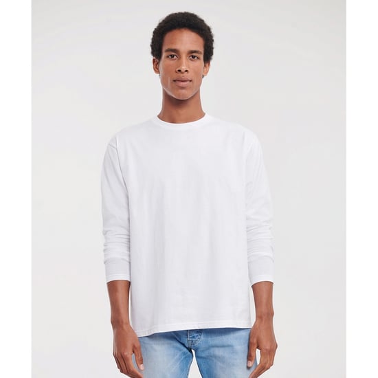 Russell Heren Klassiek T-shirt met lange mouwen (Wit) - Image 2