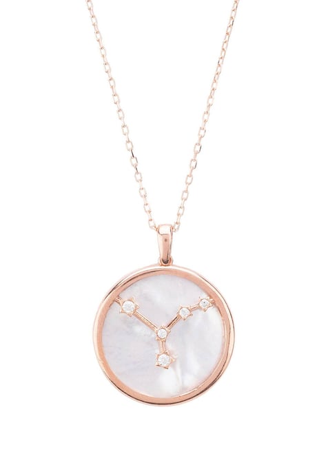 Zodiac Mother Of Pearl Gemstone Star Constellation Pendant Necklace Cancer