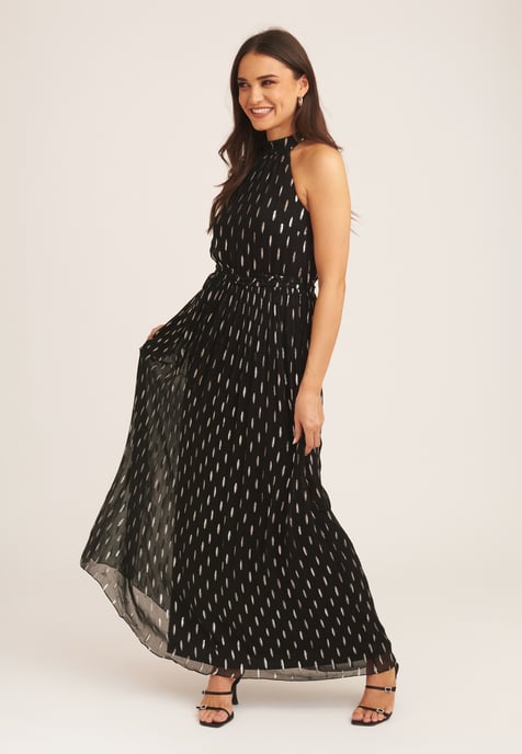 Jacquard Halter Neck Maxi Dress