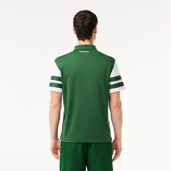 Men's Lacoste Ultra-Dry Colourblock Tennis Polo Shirt in Green White
