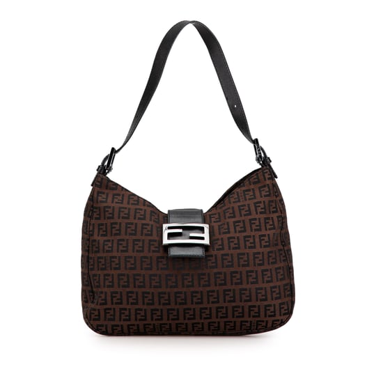Vintage Fendi Zucchino Canvas Schoudertas Bruin - Image 1