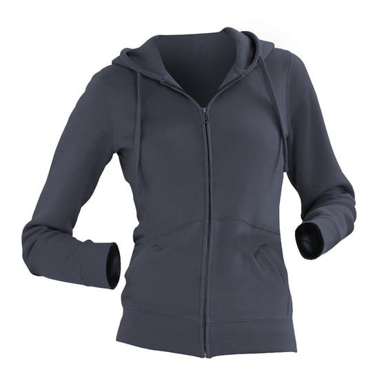 Russell Dames Premium Authentieke Hoodie met rits (3-laagse stof) (Konvooi Grijs) - Image 2