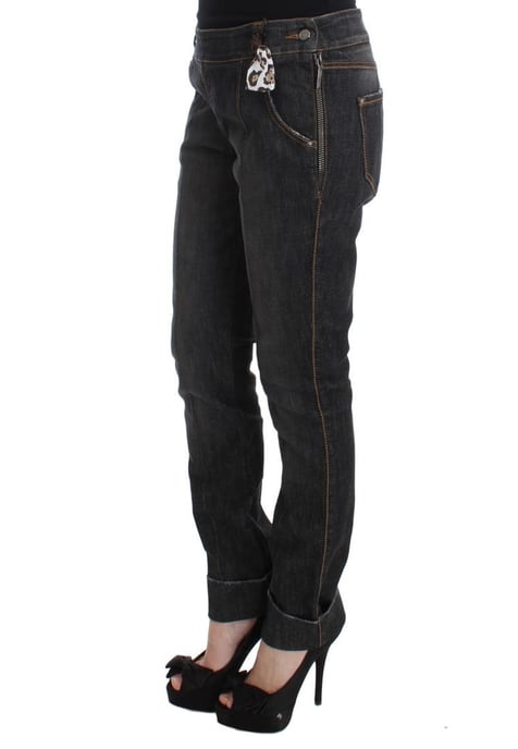 Ermanno Scervino Dames Grijze Katoenen Slim Fit Denim Jeans - Image 2