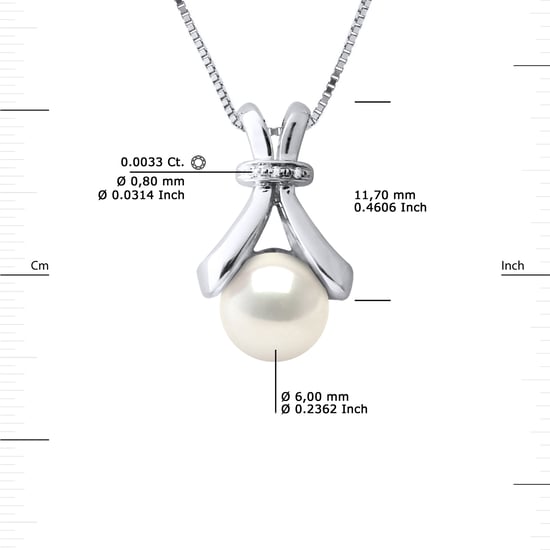 Diamond Pendant 0.010 Cts Gekweekte Pearl Zoetwater 6-7mm White White Gold - Image 3