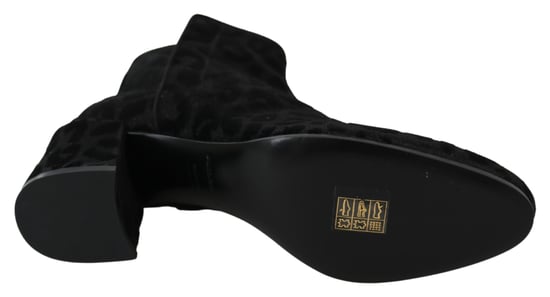 Dolce & Gabbana Dames Zwart Luipaard Korte Laarzen Rits Schoenen - Image 2