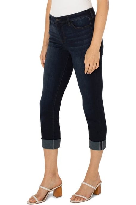 Charlie Crop Skinny Wide Rolled Cuff Destiny Dark Jeans