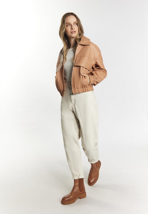 Dreimaster Leren blouson Dames Kameel - Image 2