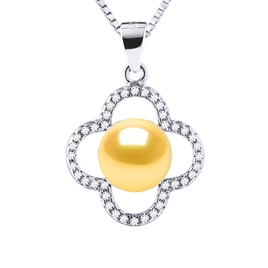 CLOVER Necklace Freshwater Pearl 9-10mm Golden 925
