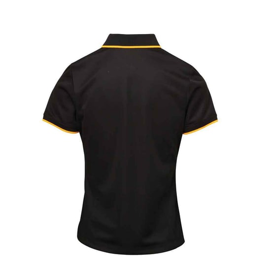 Premier Dames/Dames Coolchecker Contrast Piqué Poloshirt (Zwart/Zonnebloem) - Image 2