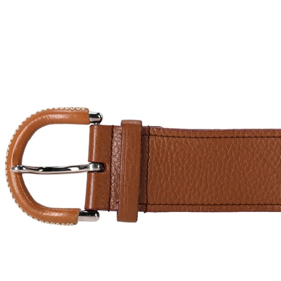 Prada Geribbeld Riem in Bruin Leer - Image 4