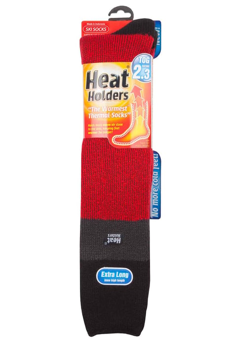 Heat Holders - Kniehoge thermo skisokken voor heren - Rood Zwart - Image 2