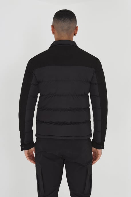 Black 'Chatburn' Padded Jacket With Faux Suede Sleeves