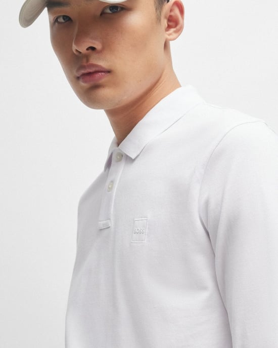 BOSS Orange Passerby Heren Langdurige Stretch-Katoen Polo Shirt met Logo Patch - Image 4