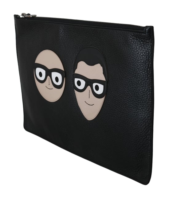 Dolce & Gabbana Zwarte Leren Clutch Document Tas Portemonnee - Image 2