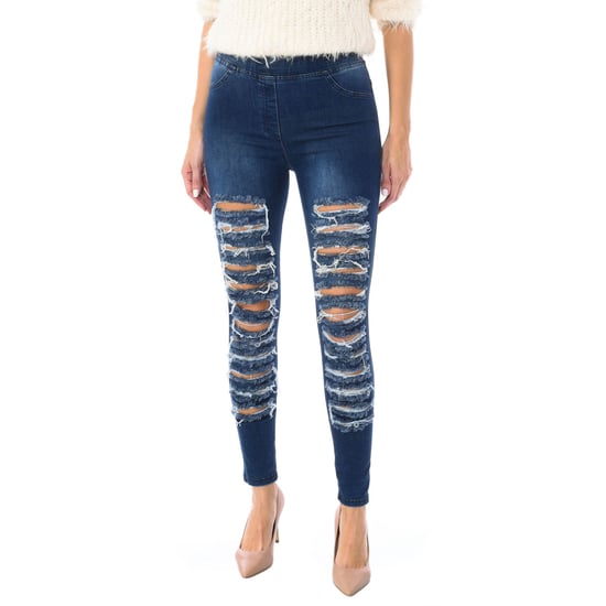 Women's long denim pants style legging made of elastic fabric D2001