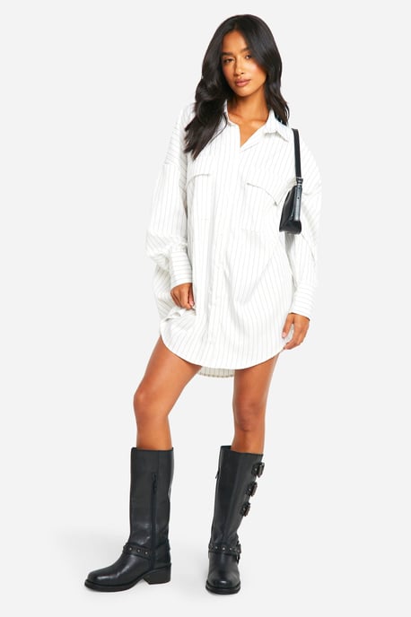Petite Oversized Stripe Shirt Dress - Image 3